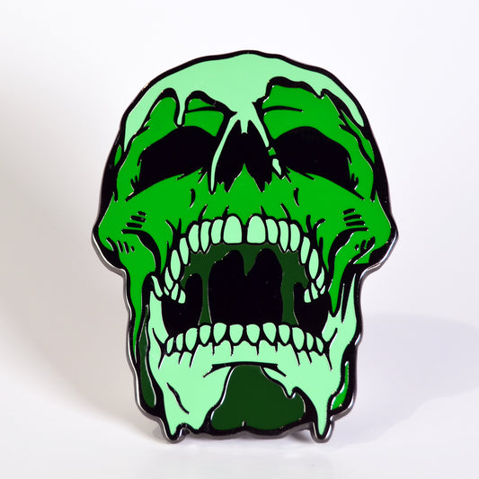Green Melting Acid Skull Enamel Pin