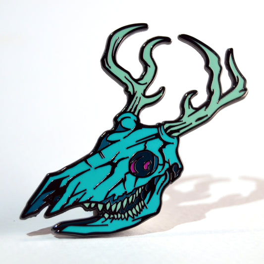 Spooky Blue Deer Skull Pin- Creepy Lapel Pin for Horror Fans and Animal Lovers