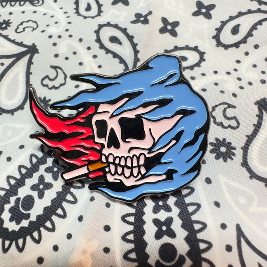 Smokin’ Grim Reaper soft enamel lapel pin