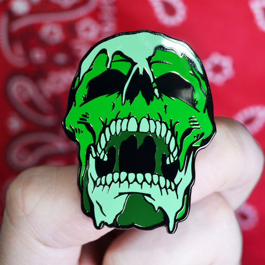 Green Melting Acid Skull Enamel Pin