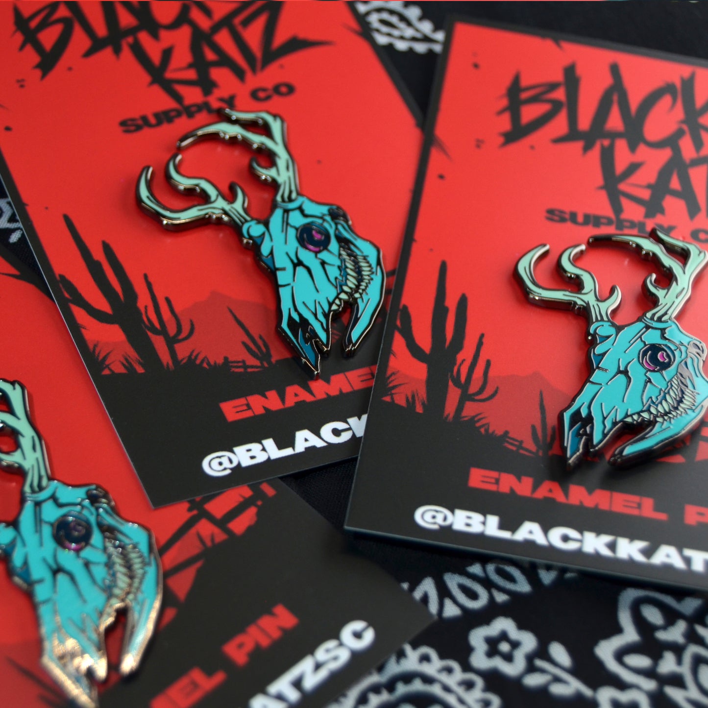 Spooky Blue Deer Skull Pin- Creepy Lapel Pin for Horror Fans and Animal Lovers