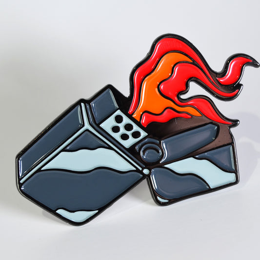 Flaming Lighter soft enamel lapel pin