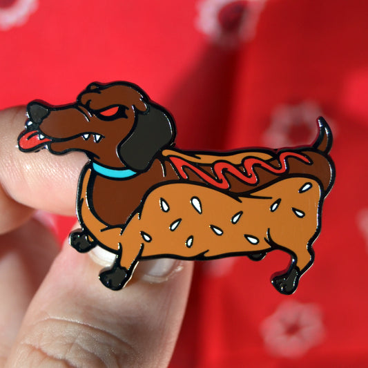 Creepy Weiner Dog Pin- Lapel Pin for Pet Lovers , Horror Fans & Pin Collections