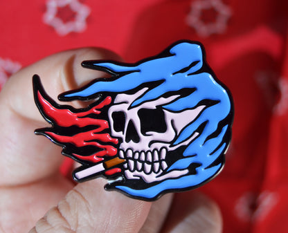 Smokin’ Grim Reaper soft enamel lapel pin