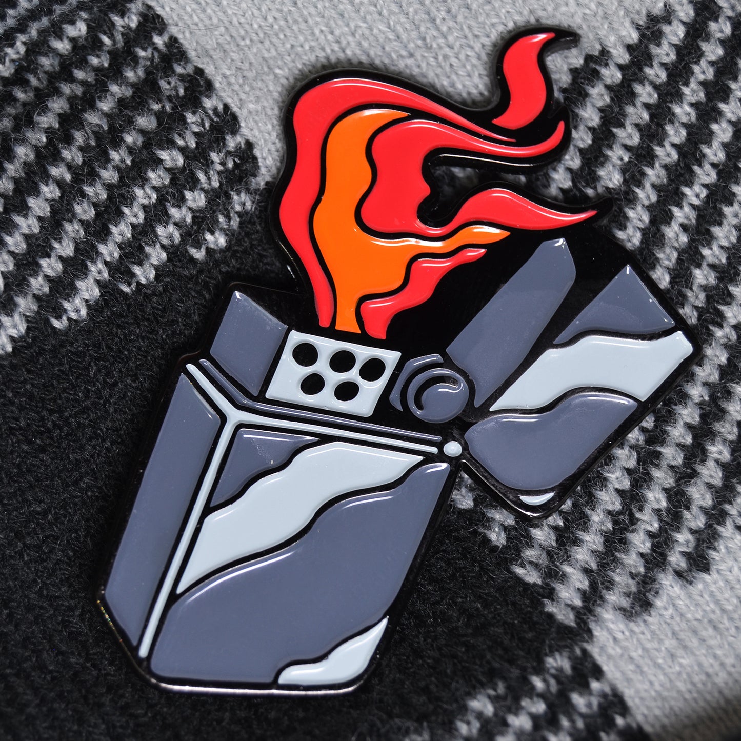 Flaming Lighter soft enamel lapel pin