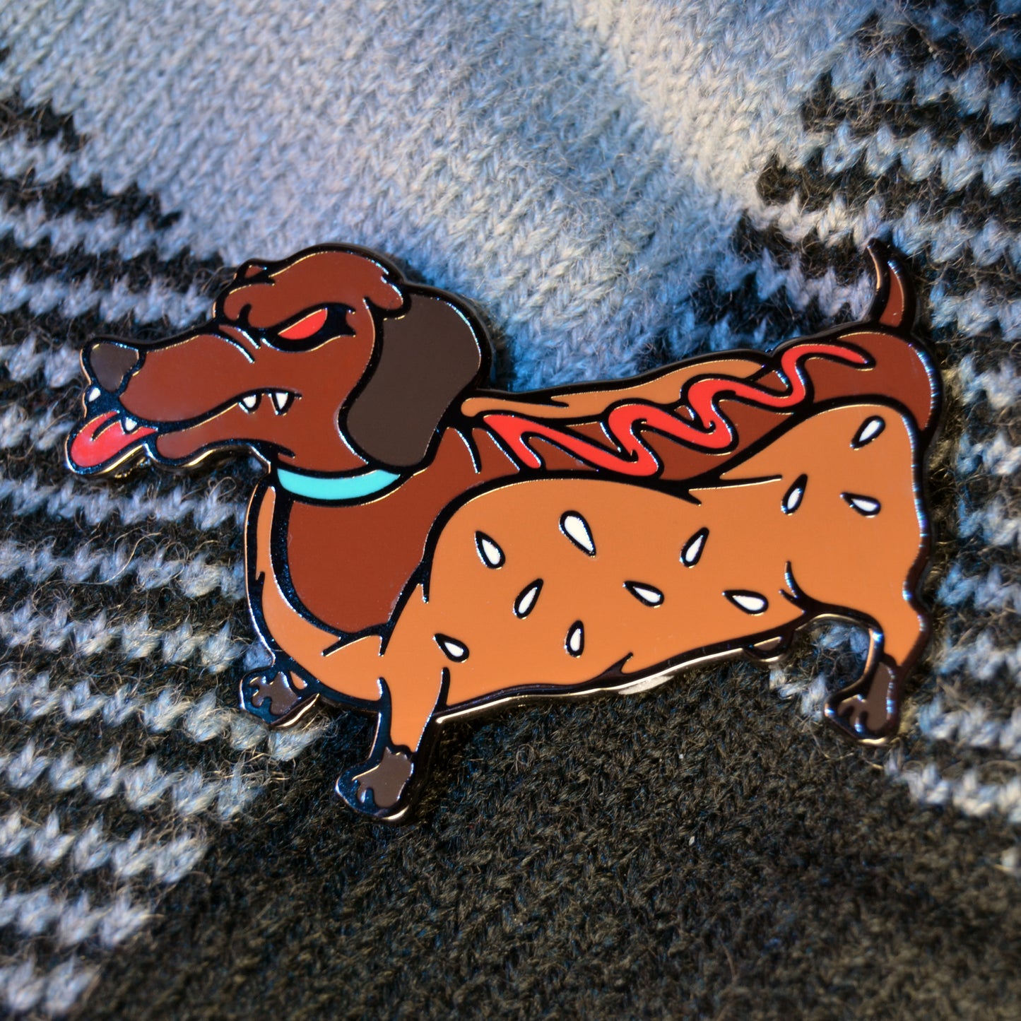 Creepy Weiner Dog Pin- Lapel Pin for Pet Lovers , Horror Fans & Pin Collections
