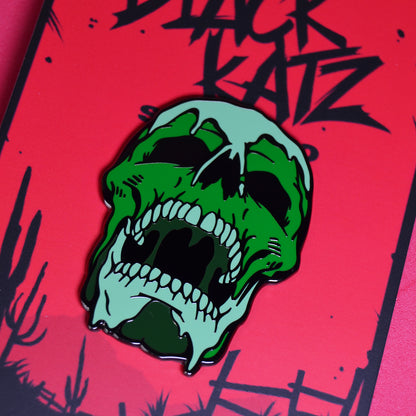 Green Melting Acid Skull Enamel Pin