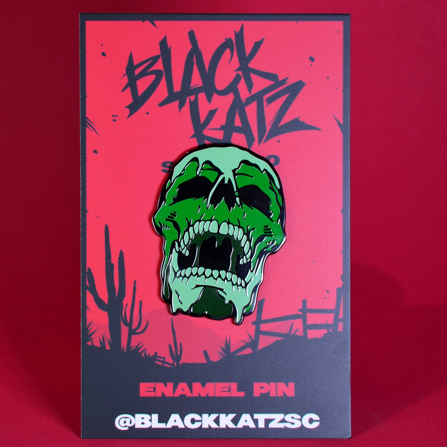 Green Melting Acid Skull Enamel Pin