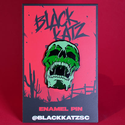 Green Melting Acid Skull Enamel Pin