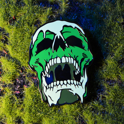 Green Melting Acid Skull Enamel Pin