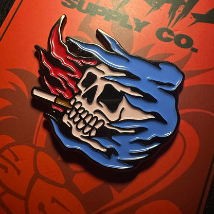 Smokin’ Grim Reaper soft enamel lapel pin