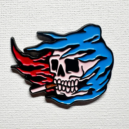 Smokin’ Grim Reaper soft enamel lapel pin