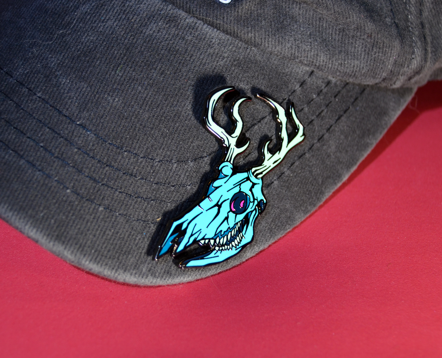 Spooky Blue Deer Skull Pin- Creepy Lapel Pin for Horror Fans and Animal Lovers