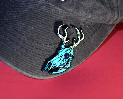 Spooky Blue Deer Skull Pin- Creepy Lapel Pin for Horror Fans and Animal Lovers